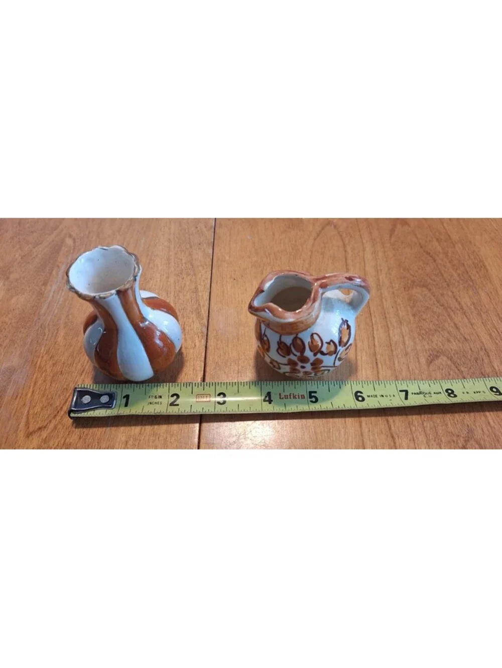 2 VTG Miniature Pottery Vases One Is Morikin From Occupied Japan